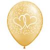 Svadobný balón - Entwined Hearts, zlatý, 28 cm, 25 ks