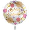17 inch zlato-ružovo bodkovaný fóliový narodeninový balón