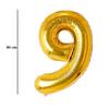 Zlatý fóliový balón číslo 9, 86 cm