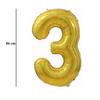 Zlatý trblietavý fóliový balón číslo 3, 86 cm 