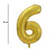 Zlatý trblietavý fóliový balón číslo 6, 86 cm 