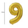 Zlatý trblietavý fóliový balón číslo 9, 86 cm 