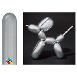 260Q Silver - strieborné (Chrome) party modelovacie balóny (100 ks/balenie)