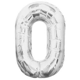 Strieborný fóliový balón Super Shape číslo 0, 34 inch