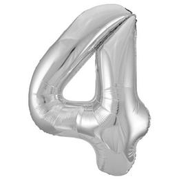 Strieborný fóliový balón Super Shape číslo 4, 34 inch