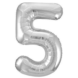 Strieborný fóliový balón Super Shape číslo 5, 34 inch