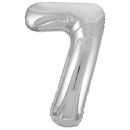 Strieborný fóliový balón Super Shape číslo 7, 34 inch