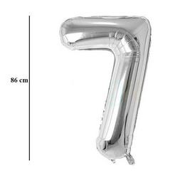 Strieborný fóliový balón číslo 7, 86 cm