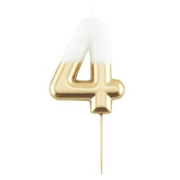 Tortová sviečka Bielo Zlatá číslo 4