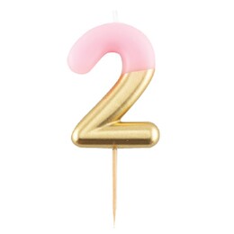 Tortová sviečka Ružovo Zlatá číslo 2
