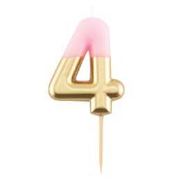 Tortová sviečka Ružovo Zlatá číslo 4