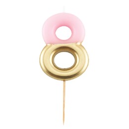 Tortová sviečka Ružovo Zlatá číslo 8