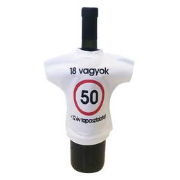 Tričko na fľašu so vzorom zákazovej dopravnej značky s maďarským nápisom Nem vagyok 50...