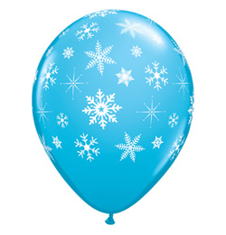 11 inch Snowflakes and Sparkles Robins Egg Blue vianočný balón 25 ks