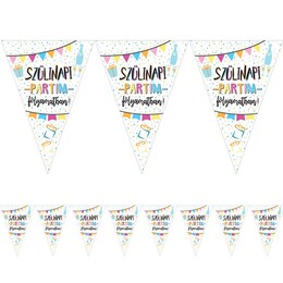 Vlajková girlanda s nápisom Szülinapi Partim Folyamatban! 5m