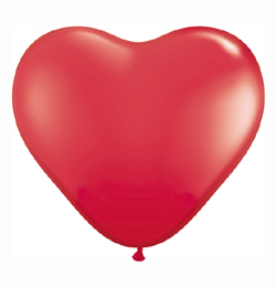 6 inch červený štandardný latexový balón srdce (100 ks/bal)