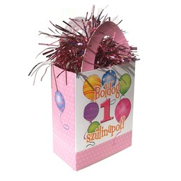 Závažie na balóny pink mini darčeková taška - Boldog 1. Szülinapot!