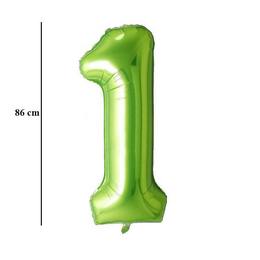 Zelený fóliový balón číslo 1, 86 cm
