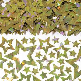 Zlaté lesklé irizujúce fóliové party konfety v tvare hviezd - 14 g
