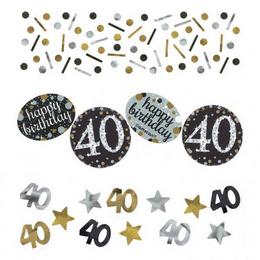 Zlato-strieborné konfety k 40. narodeninám rôzne motívy mix 34 g