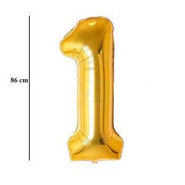 Zlatý fóliový balón číslo 1, 86 cm
