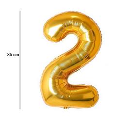Zlatý fóliový balón číslo 2, 86 cm