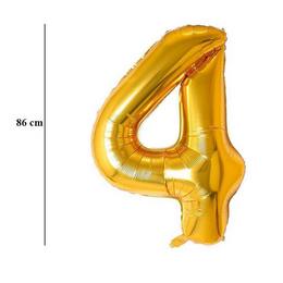 Zlatý fóliový balón číslo 4, 86 cm