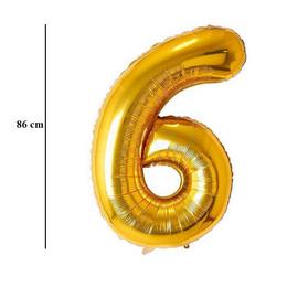 Zlatý fóliový balón číslo 6, 86 cm