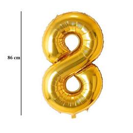 Zlatý fóliový balón číslo 8, 86 cm