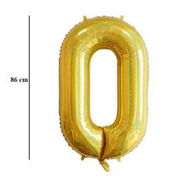Zlatý trblietavý fóliový balón číslo 0, 86 cm 