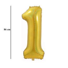 Zlatý trblietavý fóliový balón číslo 1, 86 cm 